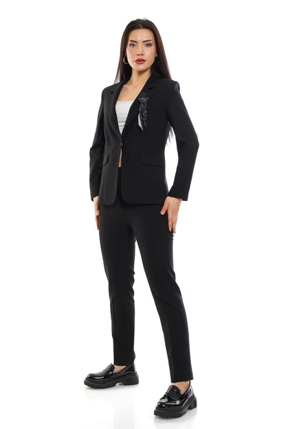 MAIZZA Two-Pieces Black Suit Set Long Sleeve Blazer Jacket and Suit Pants