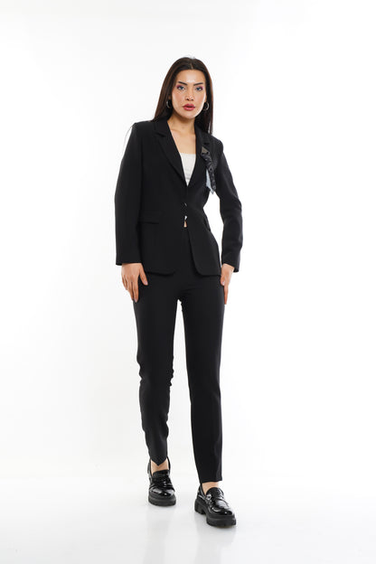 MAIZZA Two-Pieces Black Suit Set Long Sleeve Blazer Jacket and Suit Pants