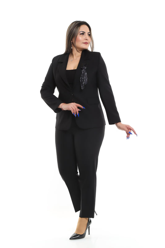 MAIZZA Two-Pieces Business Black Suit Set Long Sleeve Blazer Jacket and Suit Pants