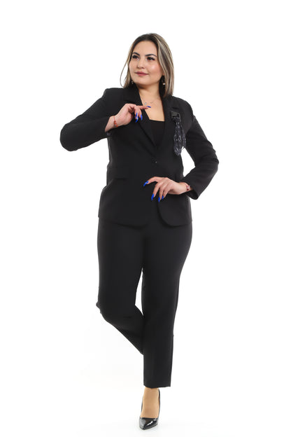 MAIZZA Two-Pieces Business Black Suit Set Long Sleeve Blazer Jacket and Suit Pants