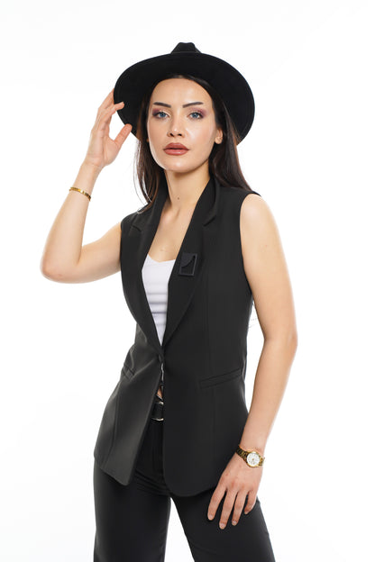 MAIZZA Two-Piece Black Set Sleeveless Vest and Business Pants