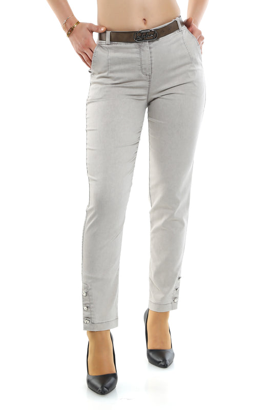 ELINALINE Women's Grey Cotton Pants