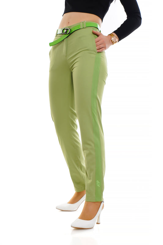 ELINALINE Women's Green Cotton Pants